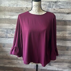 Plum Bell Sleeve Blouse